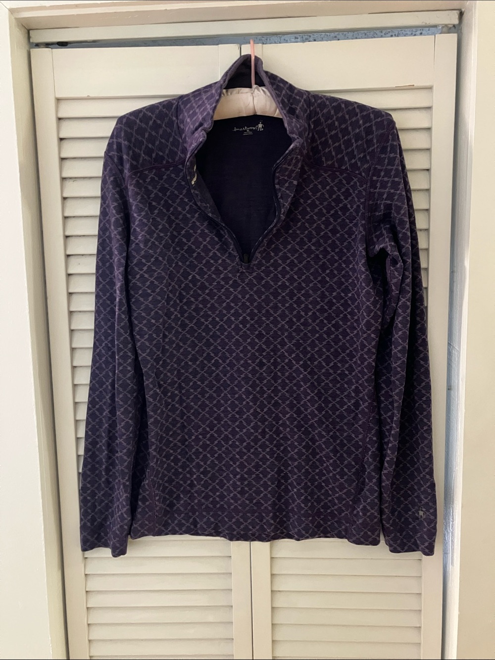 Smartwool Purple Print Long Sleeve Quarter Zip Size XL